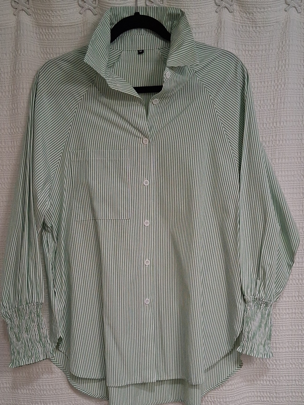 Striped Green Button-Down Shirt - Women's Casual Shirt